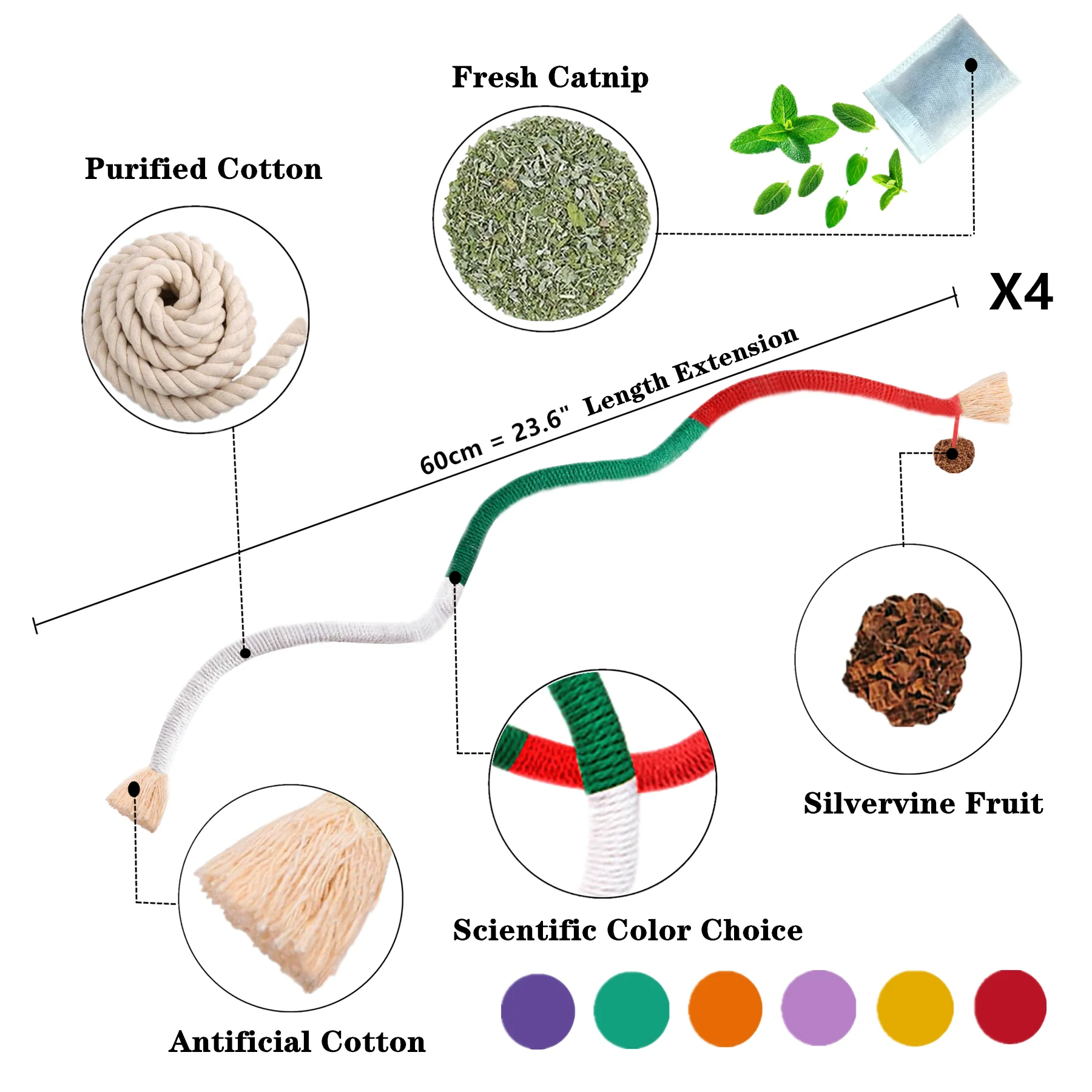 12PCS Catnip Toys for Kittens Indoor Cat Rope Chew Stick Interactive Play Set for Cats